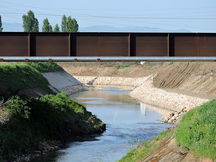 River, Bridge, Water, Levee, Iron, Bight, curve, gicane, no people, HD wallpaper