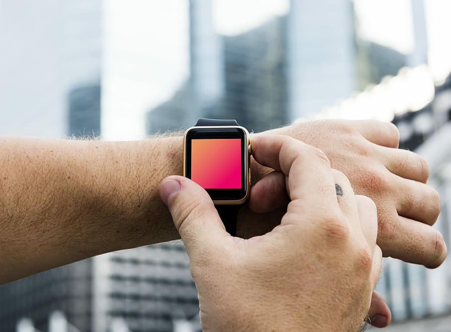 person wearing smartwatch, hand, blank space, apple watch, human hand HD wallpaper