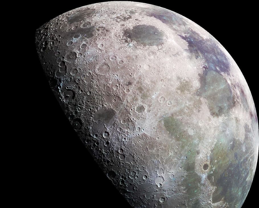 photography of moon, half moon, moonlight, astronomy, luna, crater, HD wallpaper
