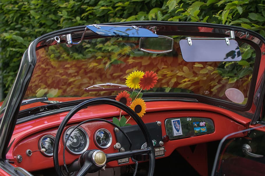 auto, skoda, cabriolet, dashboard, vehicle, speedometer, windshield HD wallpaper