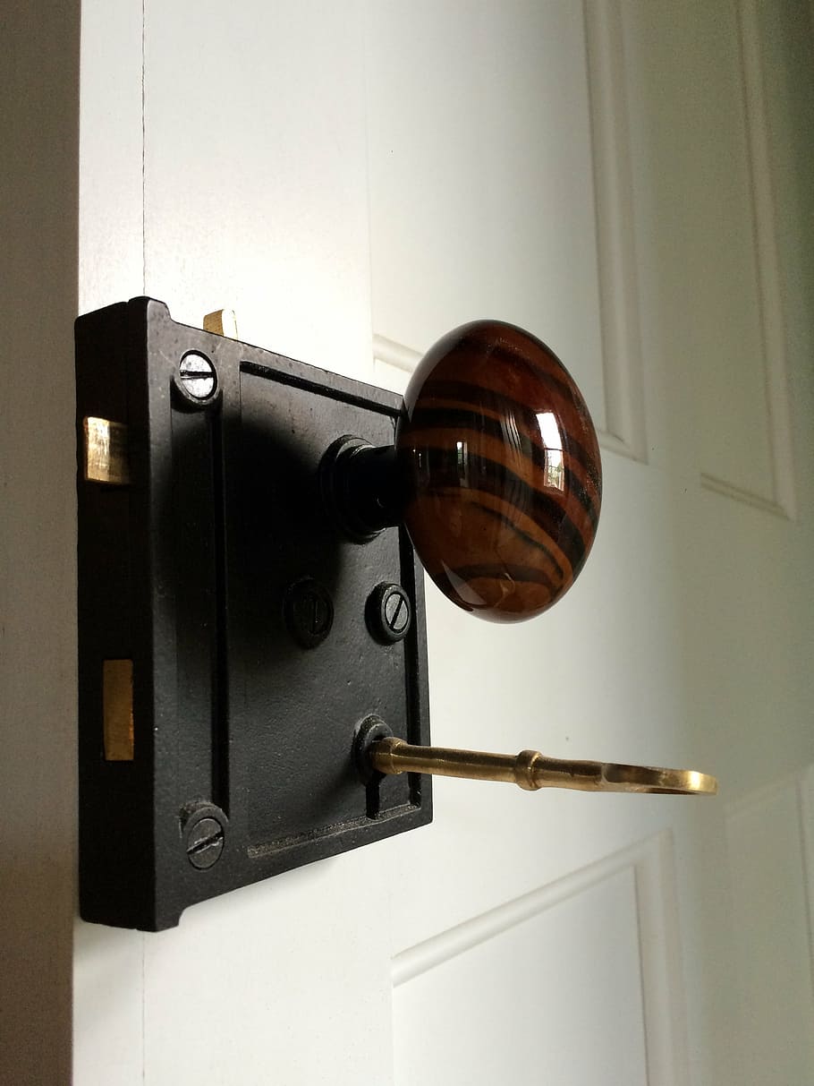 lock, key, door, handle, technology, indoors, no people, still life HD wallpaper