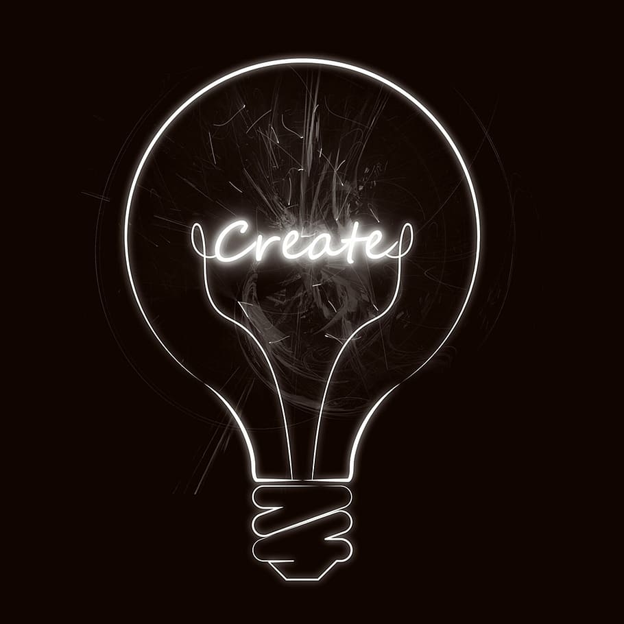 white bulb illustration with create text, idea, enlightenment HD wallpaper
