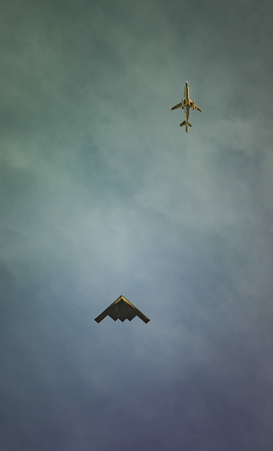 two fighter aircraft on air, low angle view of two aircraft flying wallpaper HD wallpaper