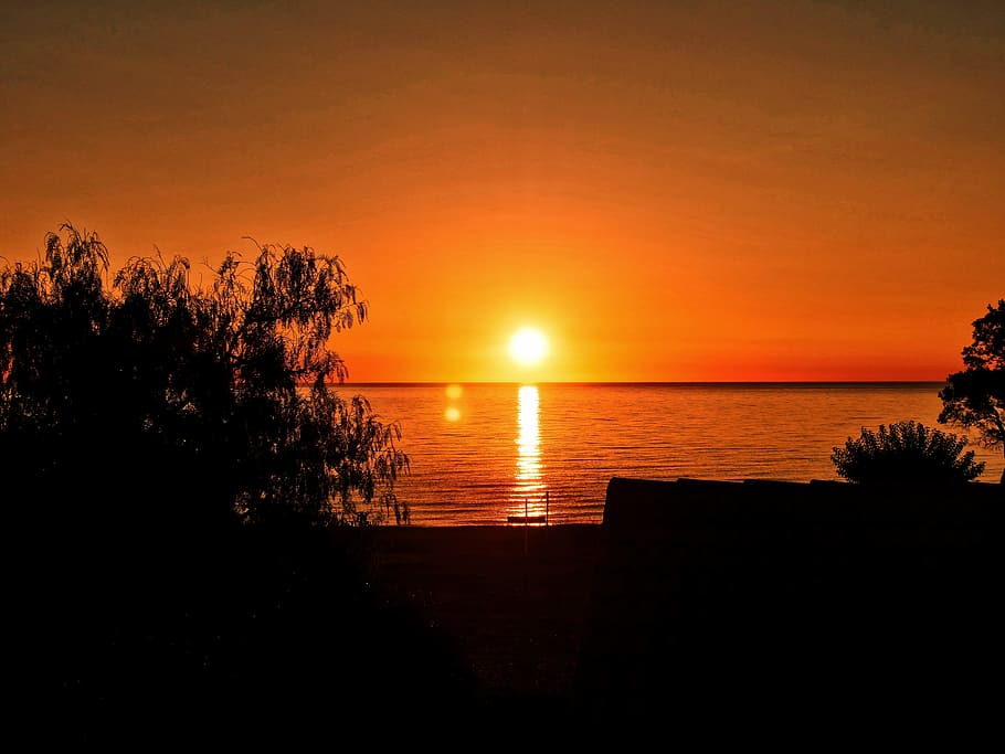sun, orange, contrast, sunset, orange sky, evening sky, yellow HD wallpaper