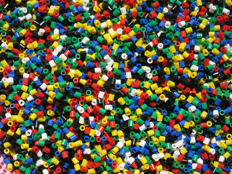 assorted-color plastic bead lot, colorful, plastic beads, toys