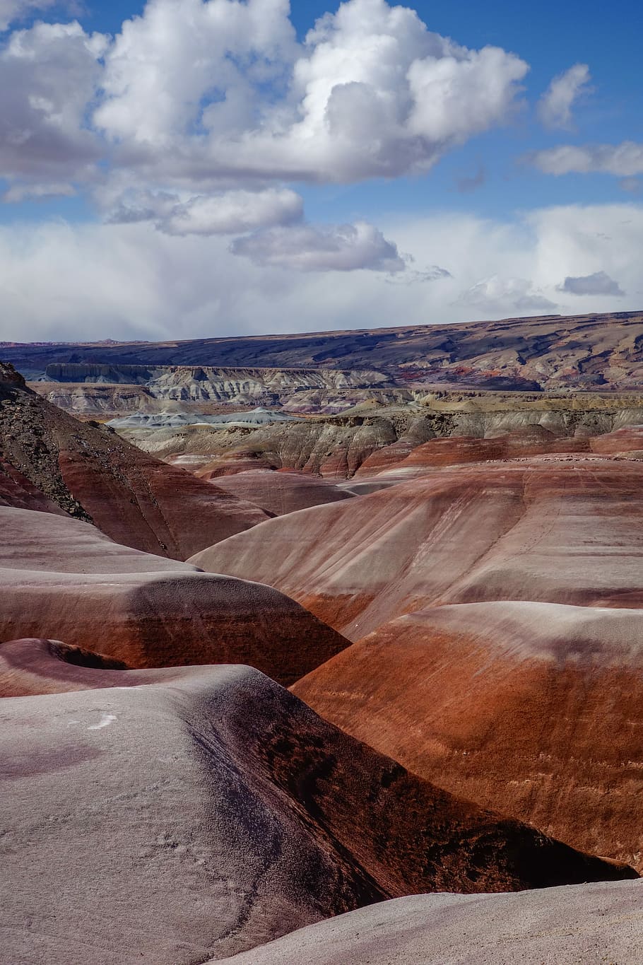 landscape photography of canyon, mountains under white cloudy sky HD wallpaper
