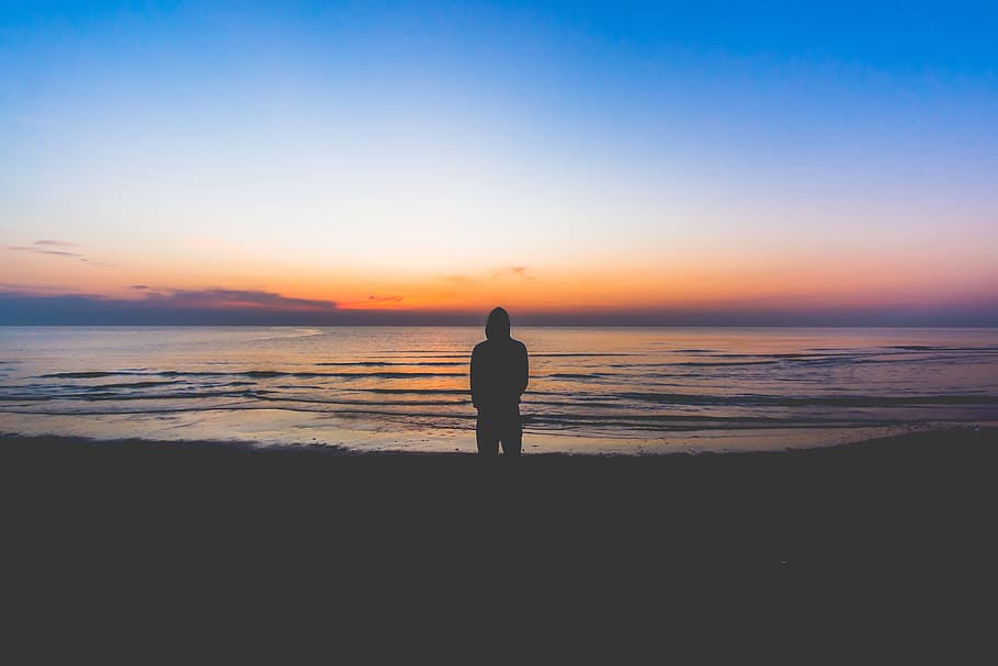 dark, clouds, sky, silhouette, beach, ocean, sea, water, shore HD wallpaper