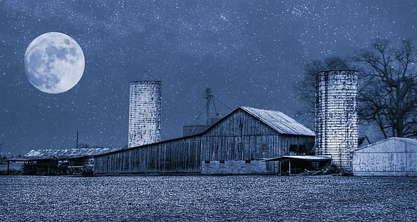 wooden barn during night, rustic, barns, ohio, digital art HD wallpaper