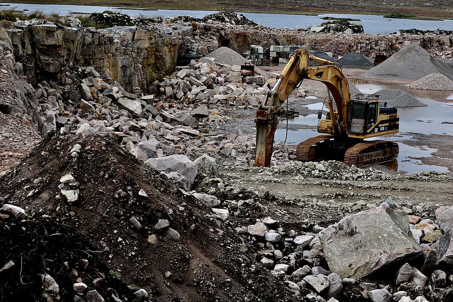 quarry, excavators, work, destruction, bucket wheel excavators HD wallpaper