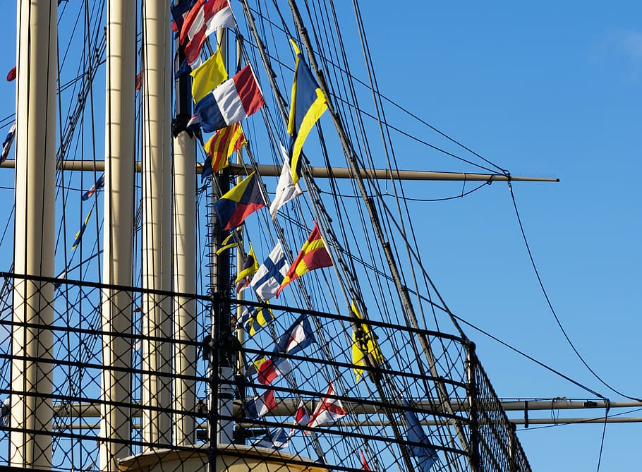rigging, ship, sailing, ss great britain, mast, flag, signal HD wallpaper