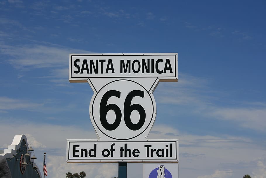 santa monica, route 66, end of, highway, california, trip, west, HD wallpaper