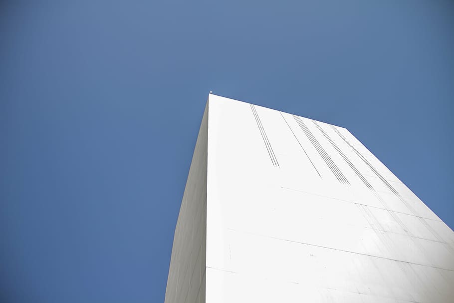 white concrete building, low, angle, photography, high, rise HD wallpaper