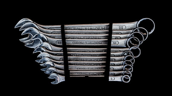 silver combination wrench set, tool, workshop, metal, craft HD wallpaper