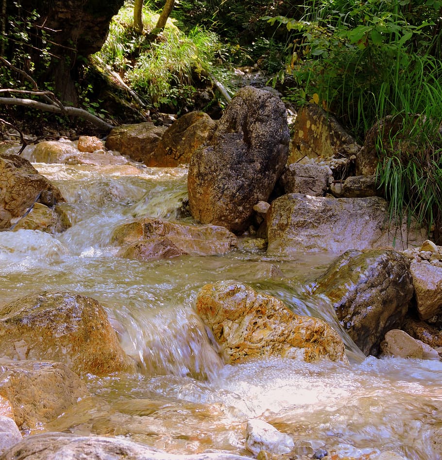 waterfall, source, torrent, rock, stone, clear, fresh, nature HD wallpaper