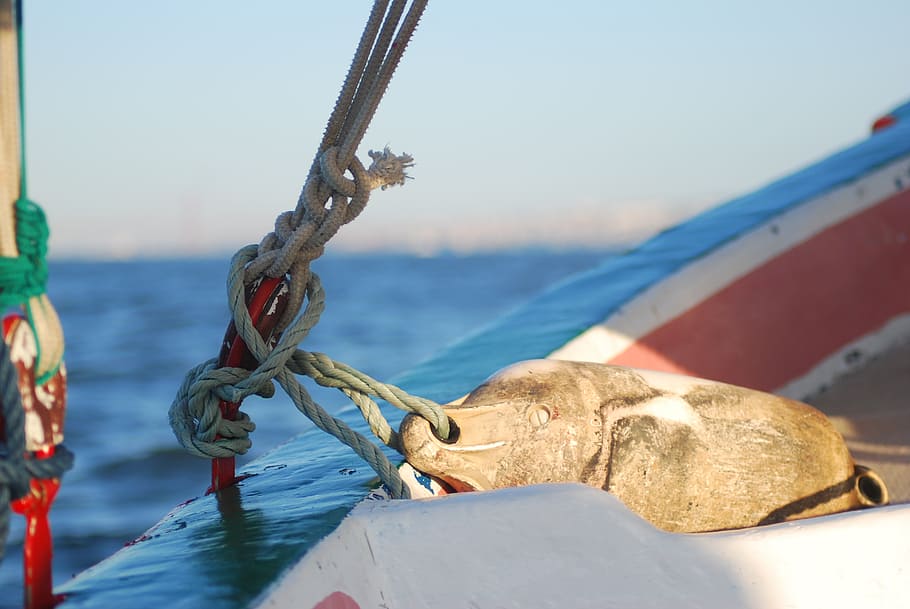 tejo, frigate, lisbon, water, sky, sea, focus on foreground HD wallpaper