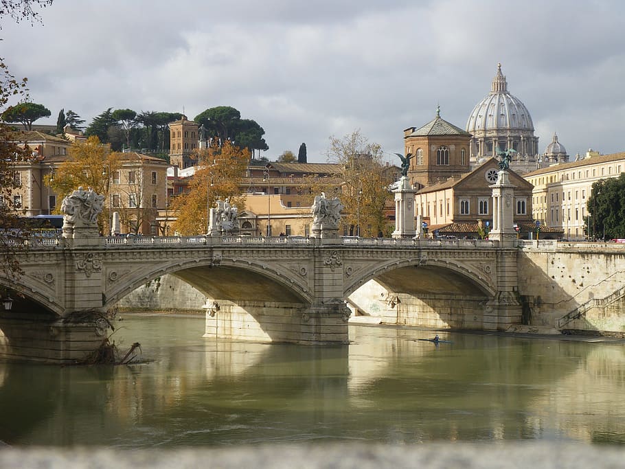 photo of white concrete bridge, rome, vatican, river, bridge - Man Made Structure HD wallpaper