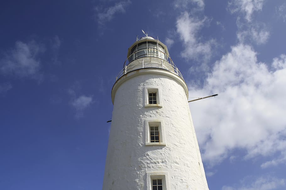 lighthouse, sky, blue, beach, tasmania, australia, low angle view HD wallpaper