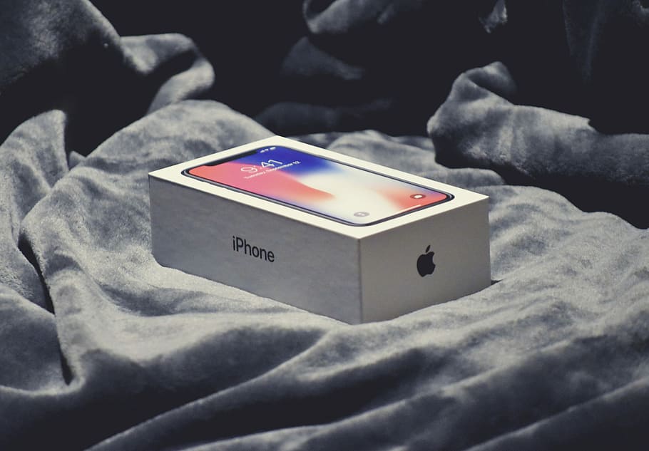 space gray iPhone X box on gray textile, mobile phone, new, technology HD wallpaper