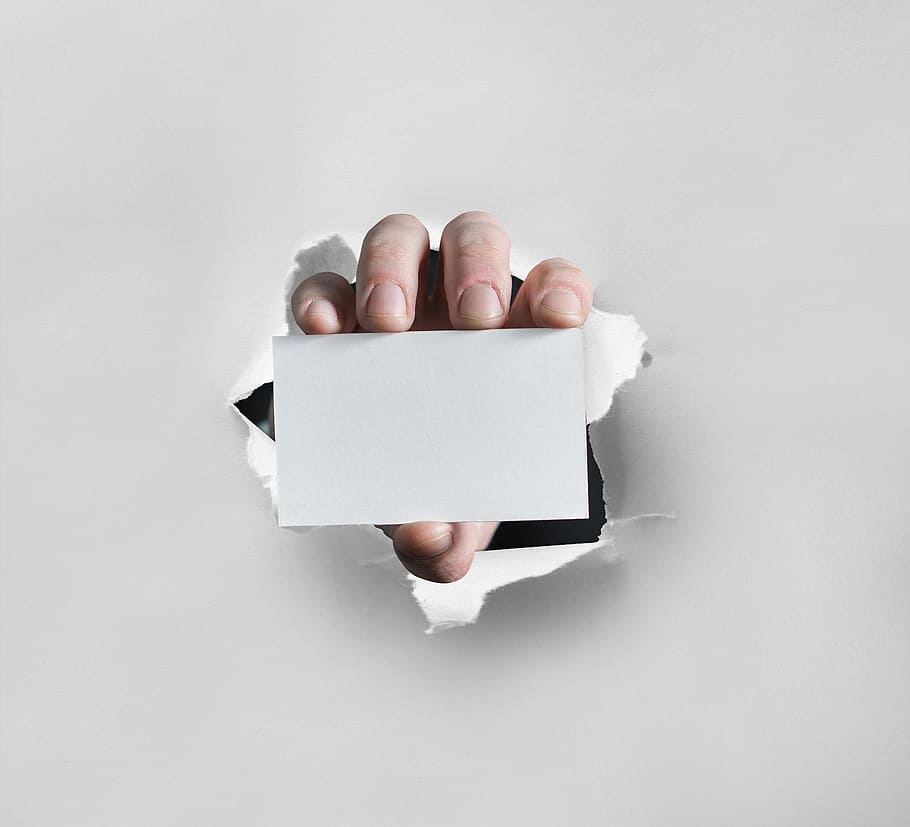 person holding white blank card, business card, hand, showing, HD wallpaper