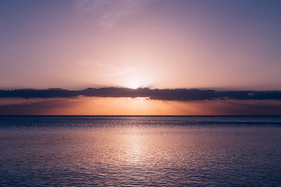 calm body of water during golden hour, sea, ocean, waves, nature HD wallpaper