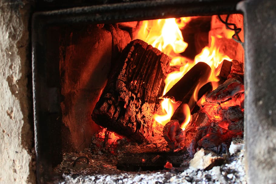 oven, koster, ash, fire, fever, spark, firewood, flame, heat HD wallpaper