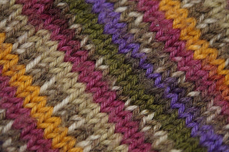 multicolored knit textile, knitted, knitting, knitted fabric, HD wallpaper