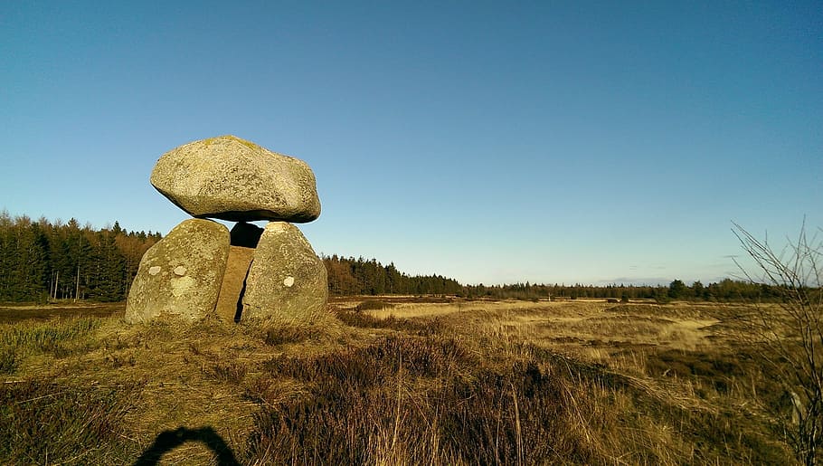 harrild heath, memorial, stone, nature, landscape, sky, plant HD wallpaper