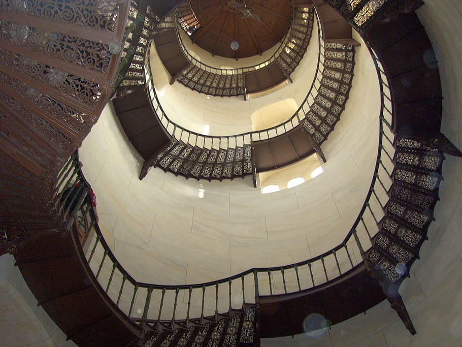 stairs, tower, architecture, scaffold, spiral staircase, historically HD wallpaper