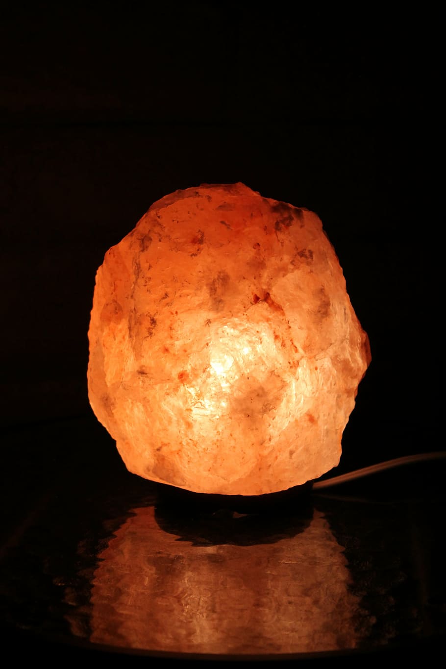 lighted salt lamp, himalayan salt lamp, glow, health, orange