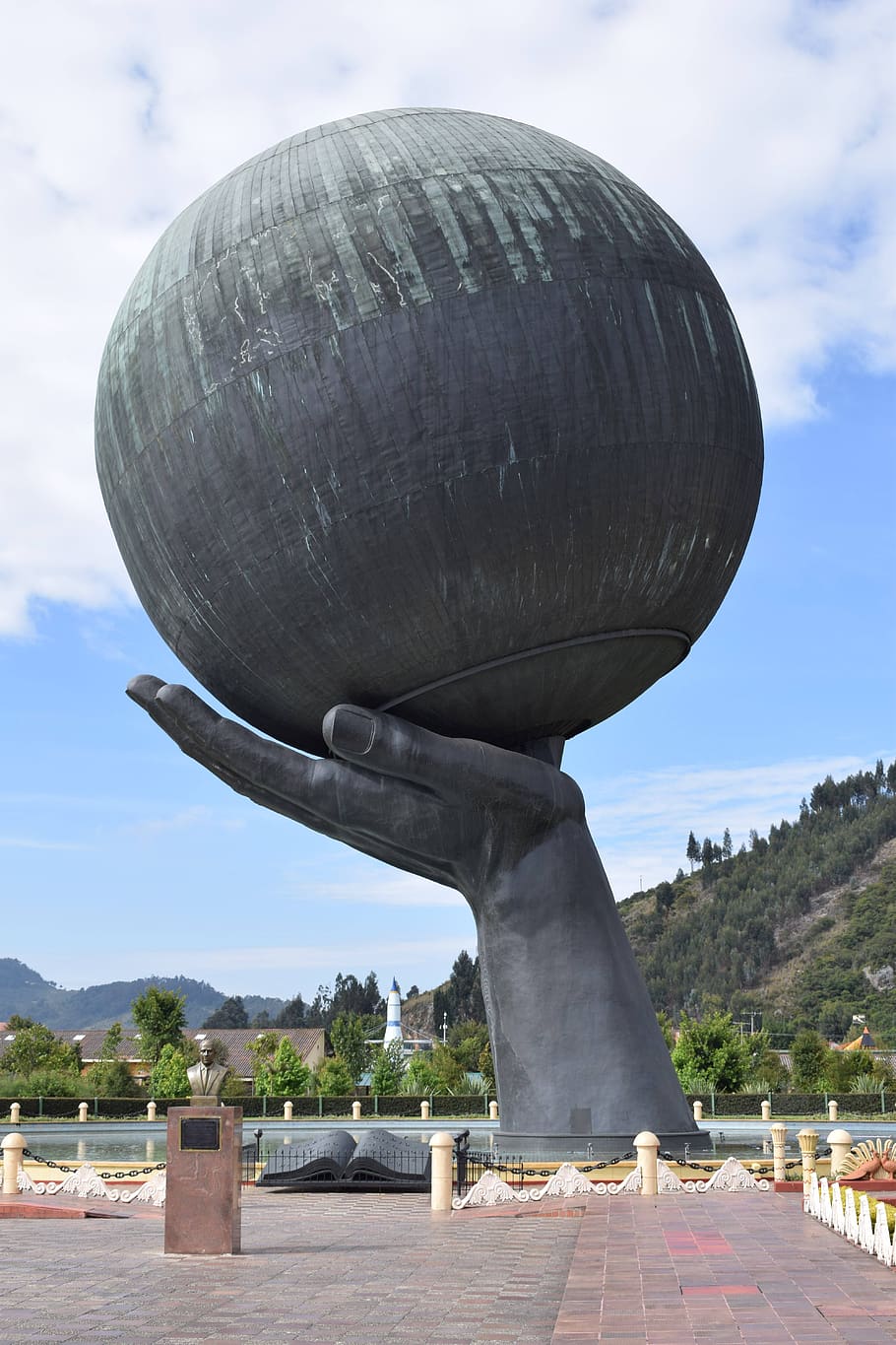 hand, sculpture, park, sky, day, cloud - sky, nature, tree HD wallpaper