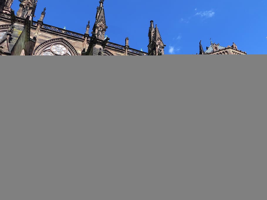 strasbourg, alsace, cathedral, windows, flying buttresses, pinnacles, HD wallpaper