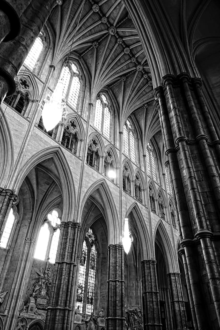 cathedral, nave, stained glass, gothic, westminster abbey, medieval