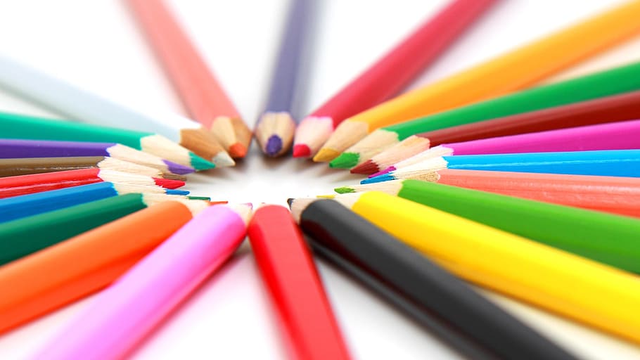 assorted-color pencils, artistic, bright, colored, colorful HD wallpaper