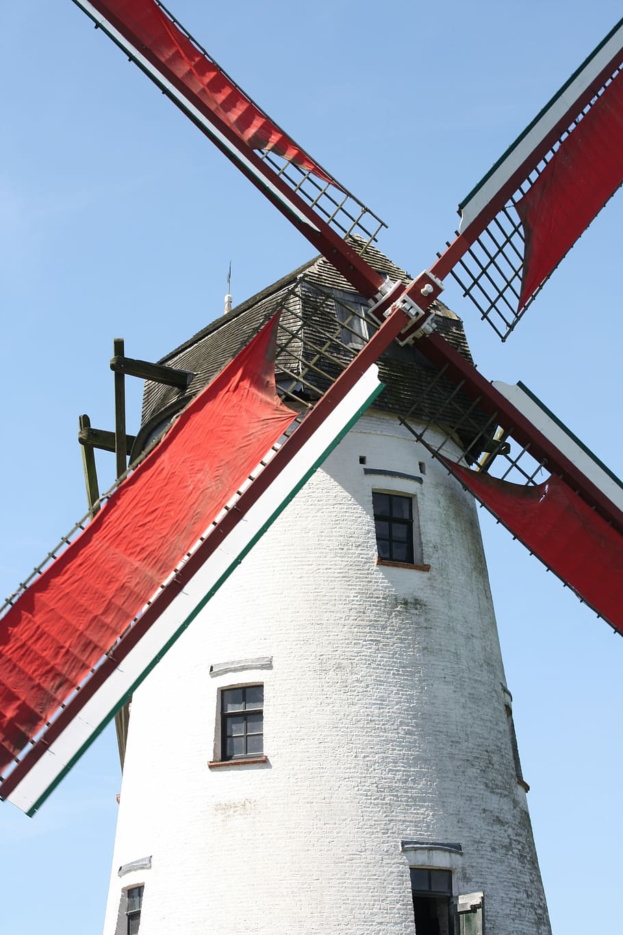 Mill, Bruges, Belgium, red, no people, building exterior, low angle view, HD wallpaper