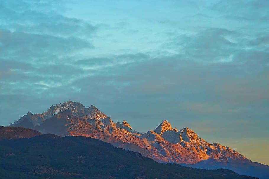 mountain, sunrise, alpine, mountain range, scenics - nature HD wallpaper