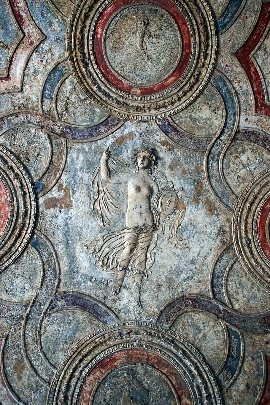 pompeii, fresco, sculpture, roman, antique, italy, high relief