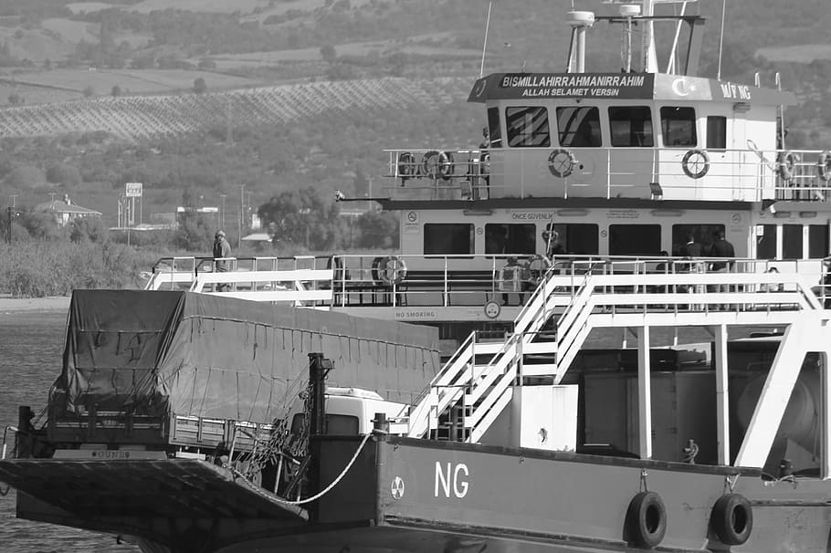 ferry, ship, beach, scully, marine, nautical vessel, transportation HD wallpaper