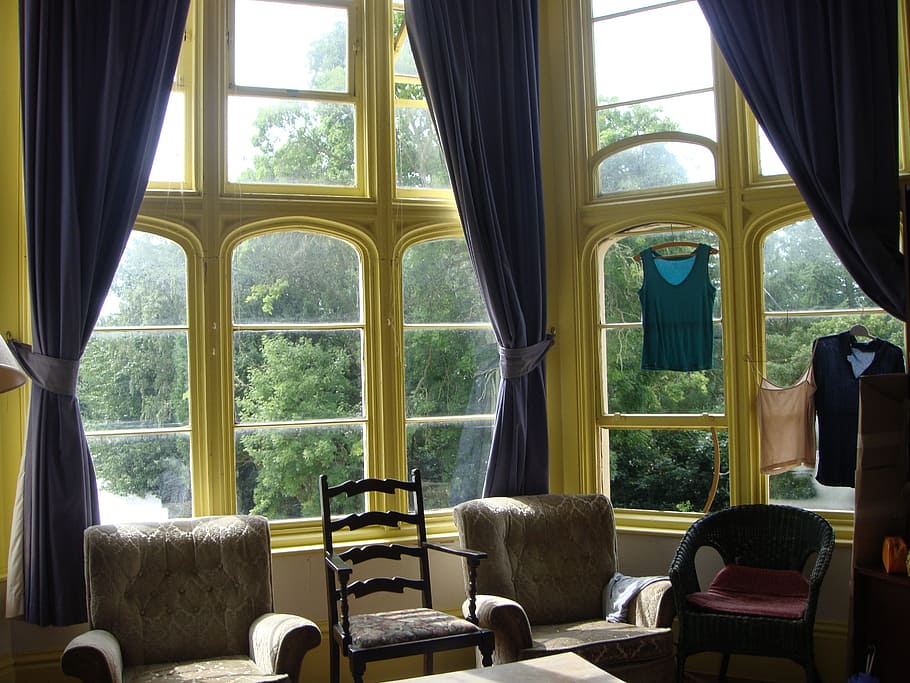 black armchair near window, architecture, england, castle, interior HD wallpaper