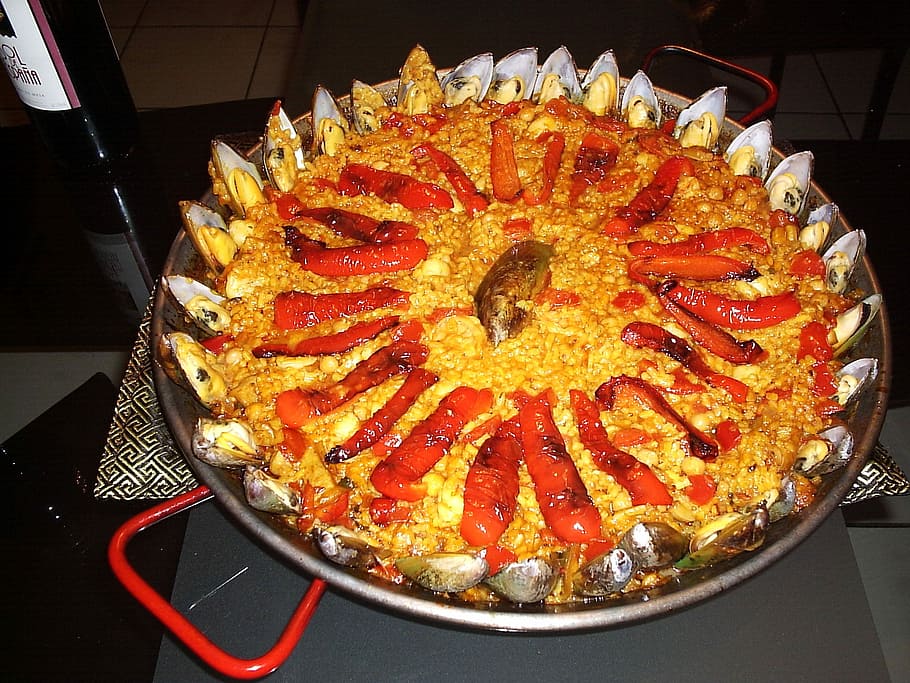 Seafood Paella, dish, photos, main course, public domain, rice, HD wallpaper