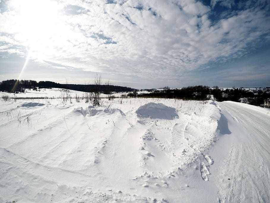 winter, snow, coldly, frozen, ice, nature, panoramic, horizontal, HD wallpaper