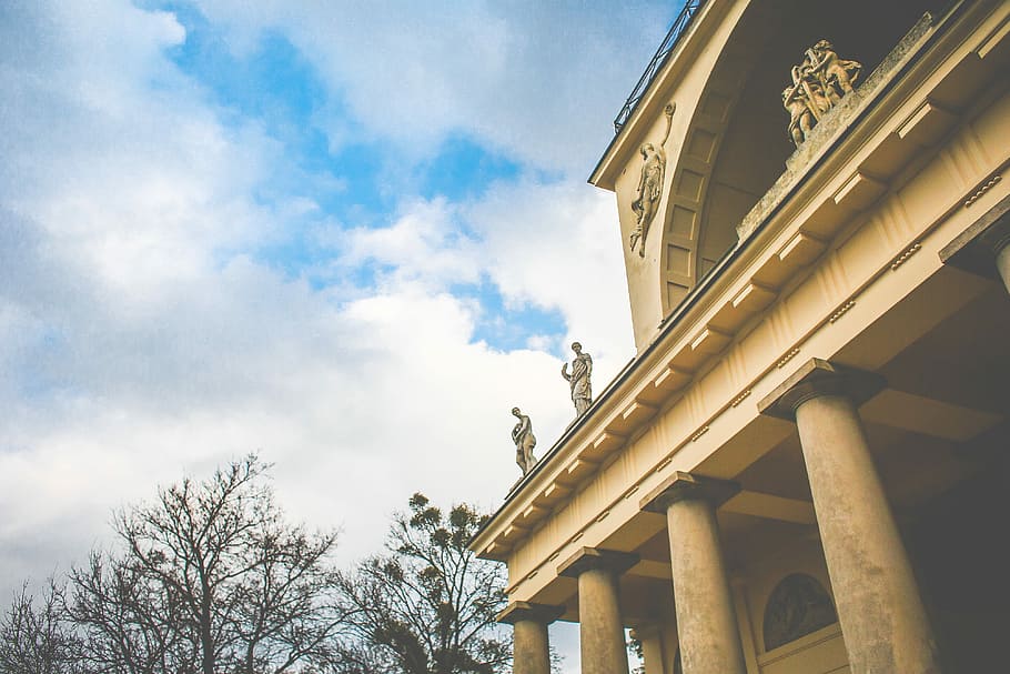 Part of Temple of Apollo, Czech Republic, architecture, clouds HD wallpaper