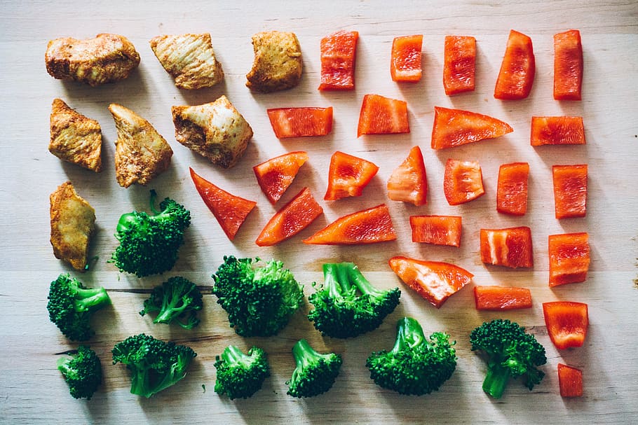sliced vegetable on white surface, vegetables, bell peppers HD wallpaper