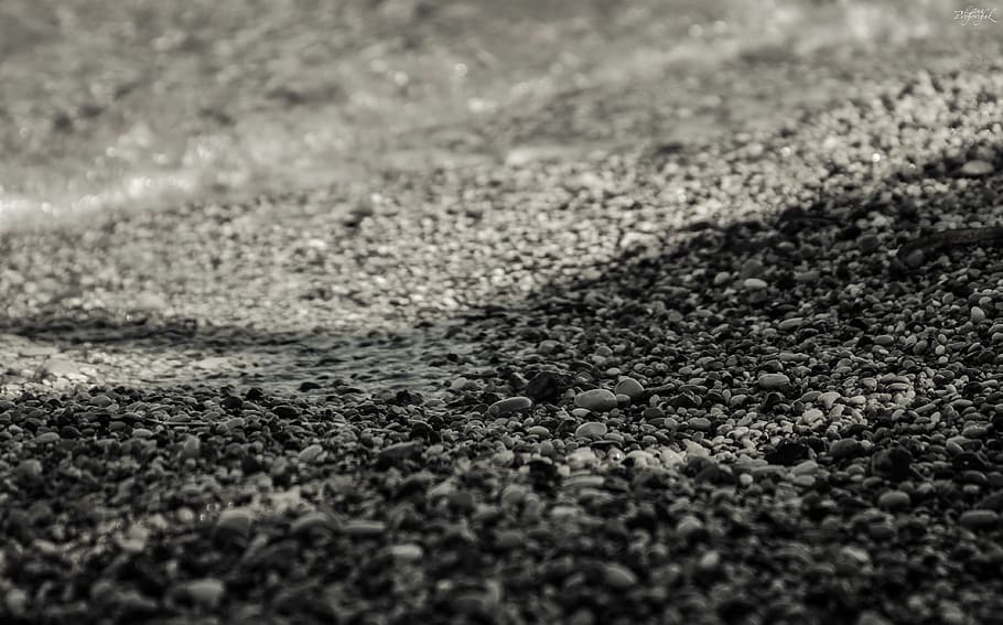 Beach, Sea, Stones, backgrounds, nature, no people, full frame HD wallpaper