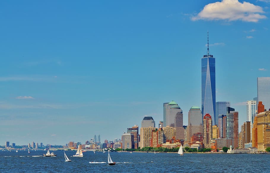 Freedom Tower, New York, USA, manhattan, brooklyn, architecture, HD wallpaper