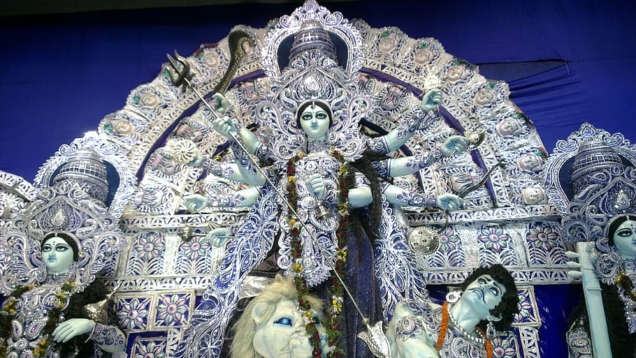 Hindu God statue, durga, kolkata, calcutta, sacred, puja, durga puja, HD wallpaper