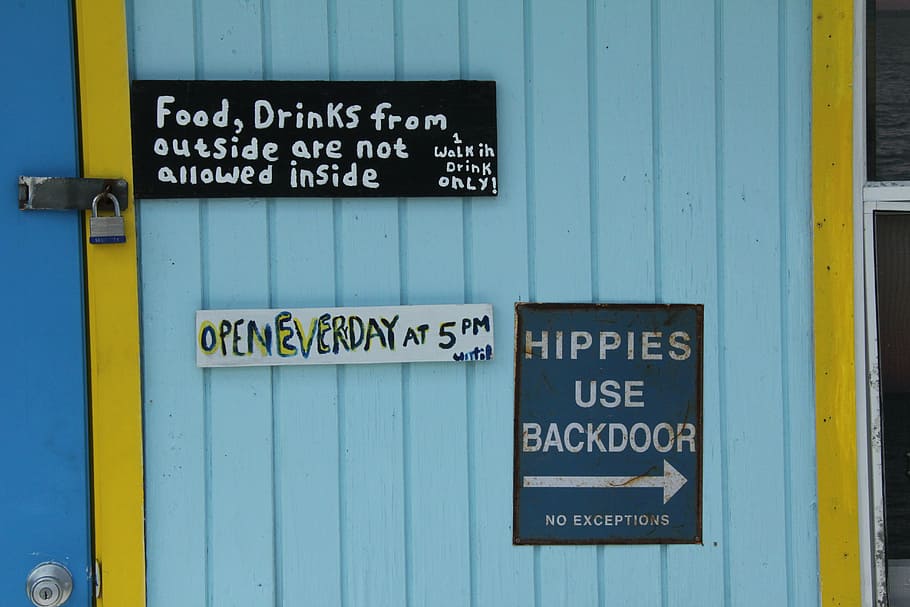 sign, bar, hippies, text, food, drink, bahamas, caribbean, communication HD wallpaper