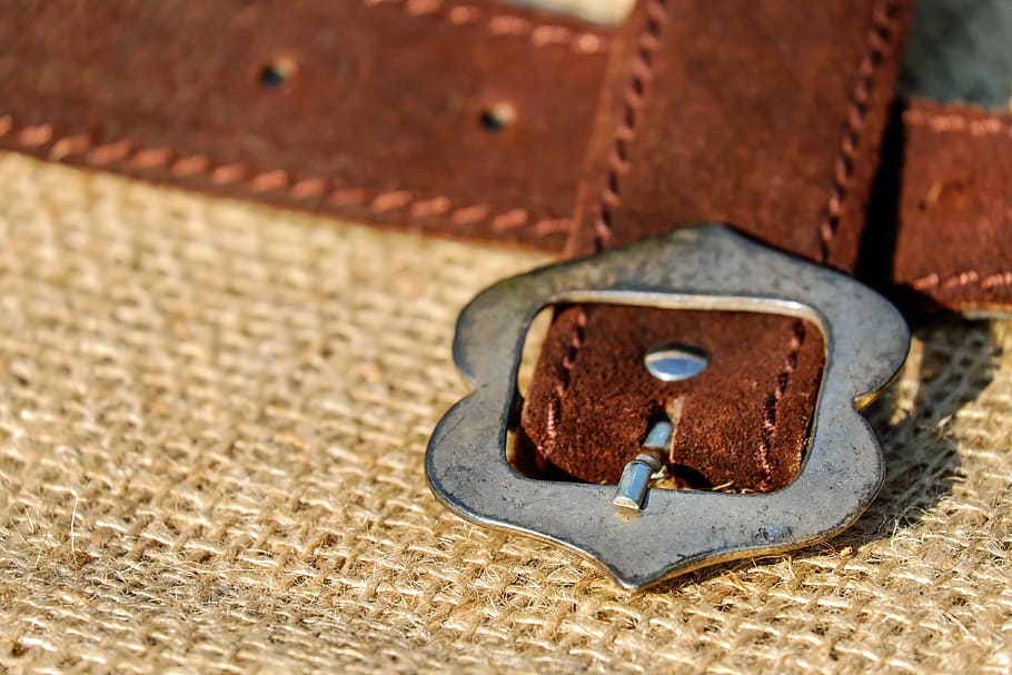 brown leather belt with silver-colored buckle, belts, belt buckle, HD wallpaper