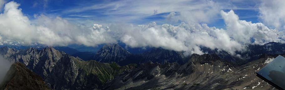 bird's-eye photography of mountains under alto cumulus clouds HD wallpaper