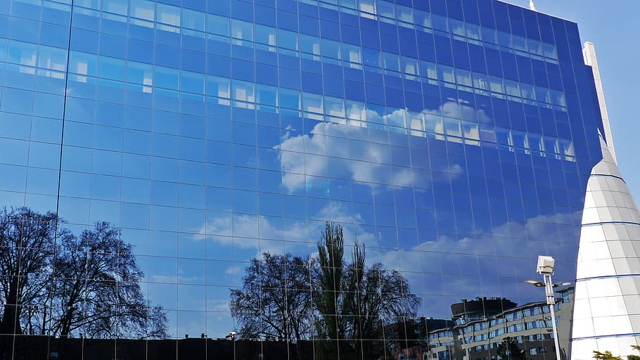 Clouds, Reflection, sky, architecture, office Building, building Exterior HD wallpaper