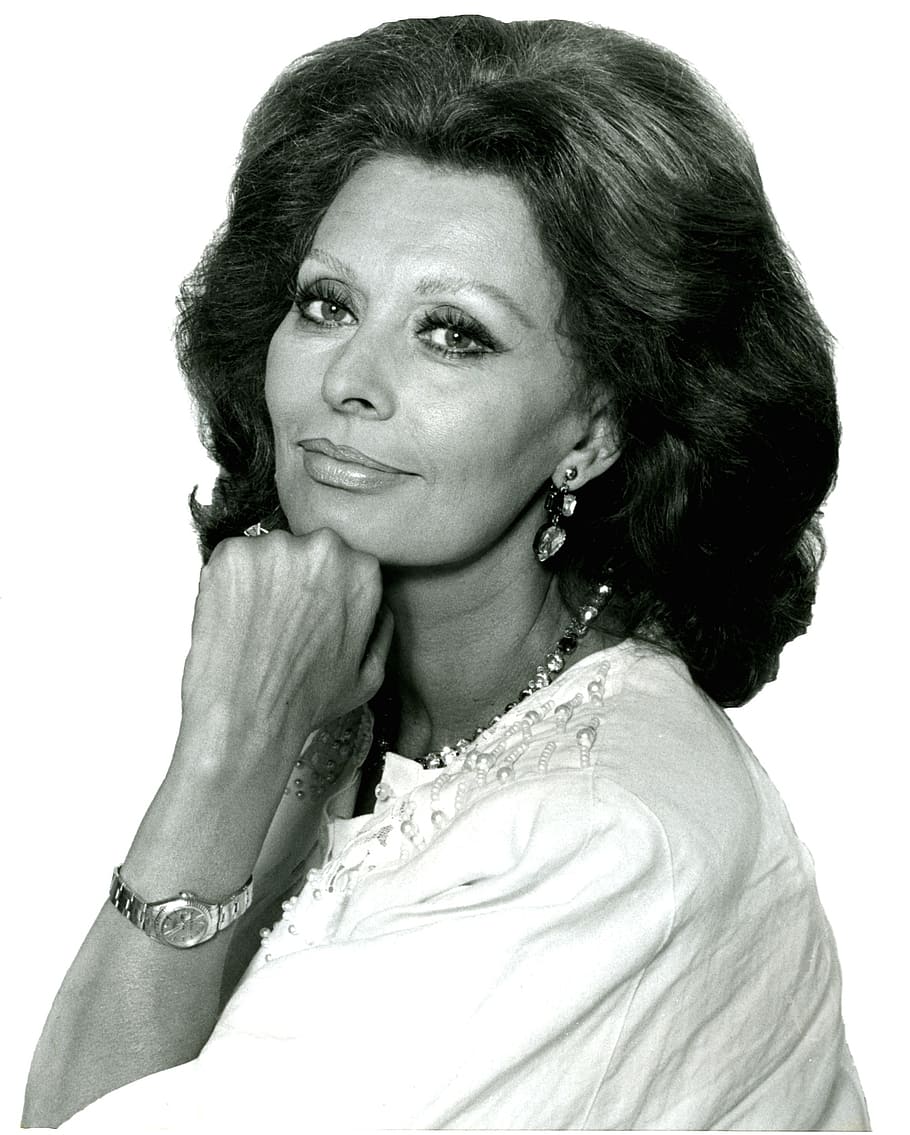 woman wearing white top and silver-colored watch, sophia loren
